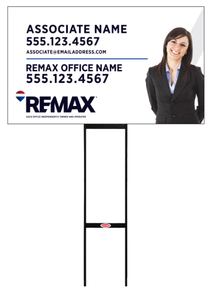 Sentry Round Rod H-Stake Frame and Associate Name w  Cut Out Photo Sign Panel, 18h x 30w, 10mm Corrugated